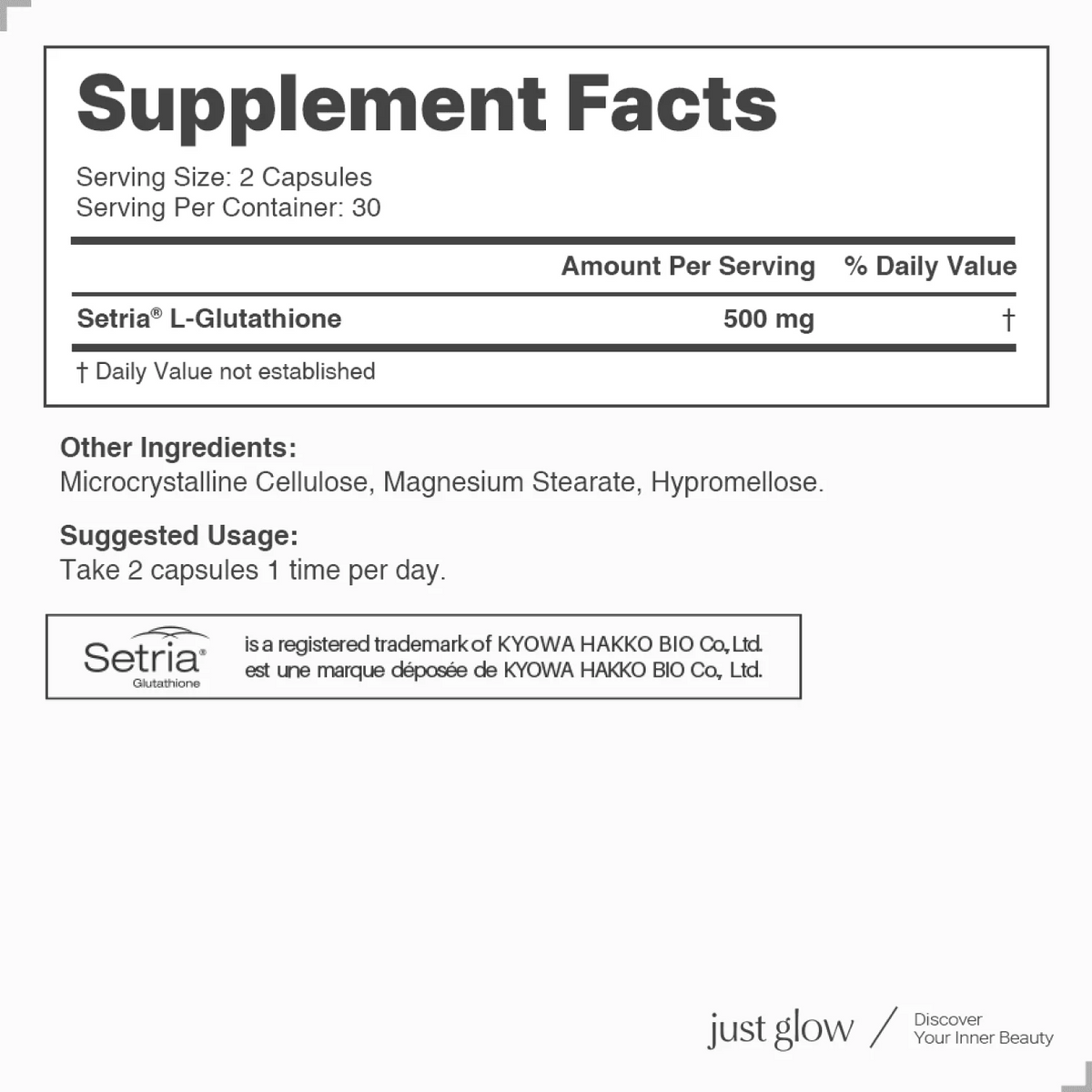 Setria® Glutathione 500mg 60 Capsules