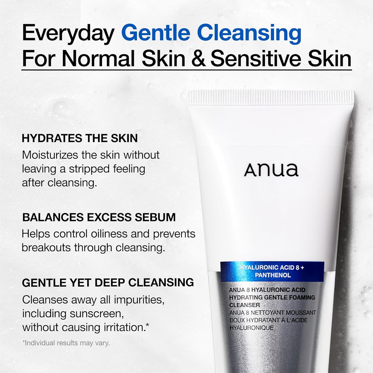 Anua Hyaluronic Acid8+Panthenol Foaming Cleanser